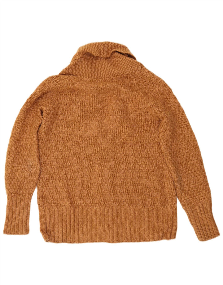 Suéter cardigã feminino grande EDDIE BAUER Reino Unido 10 lã de cordeiro marrom pequena