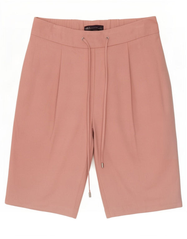 Bermuda feminina Marks & Spencer UK 12 médio W30 poliéster rosa