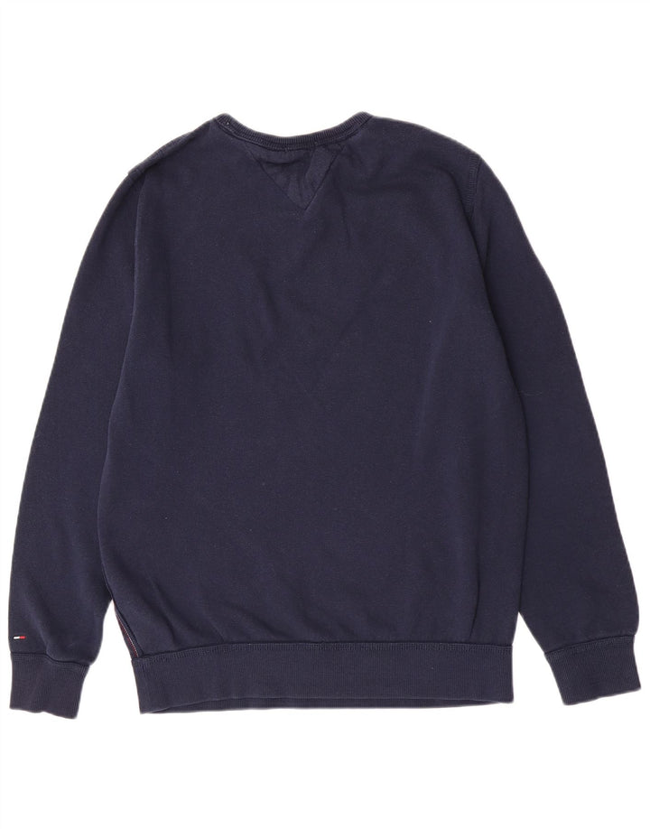 Tommy Hilfiger moletom gráfico masculino jumper médio azul marinho algodão