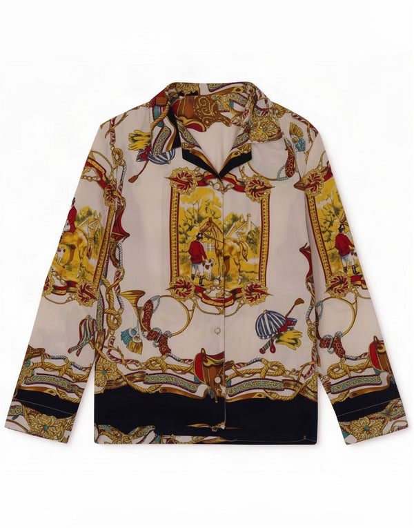 Blusa camisa feminina vintage UK 18 XL retrô multicolorida