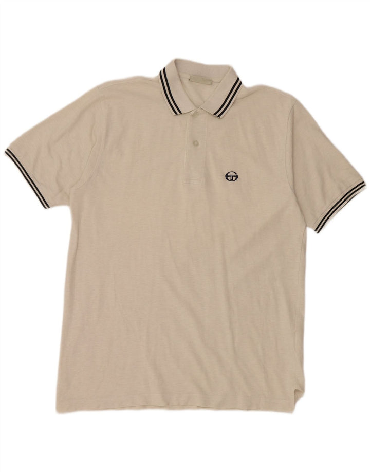 SERGIO TACCHINI Camisa polo masculina grande de algodão off white