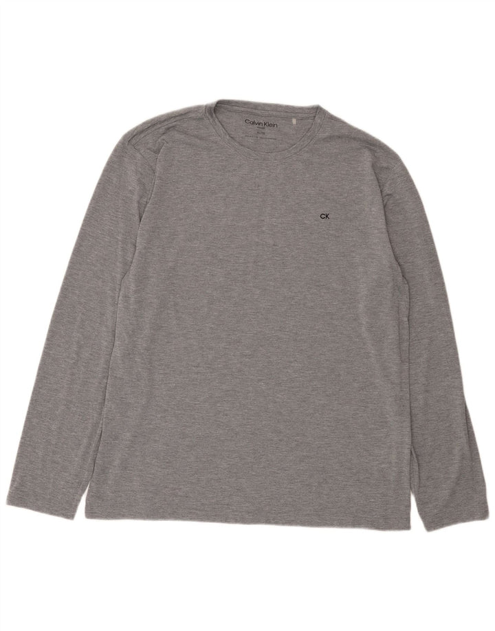Calvin Klein Mens Top Manga Longa XL Cinza Poliéster