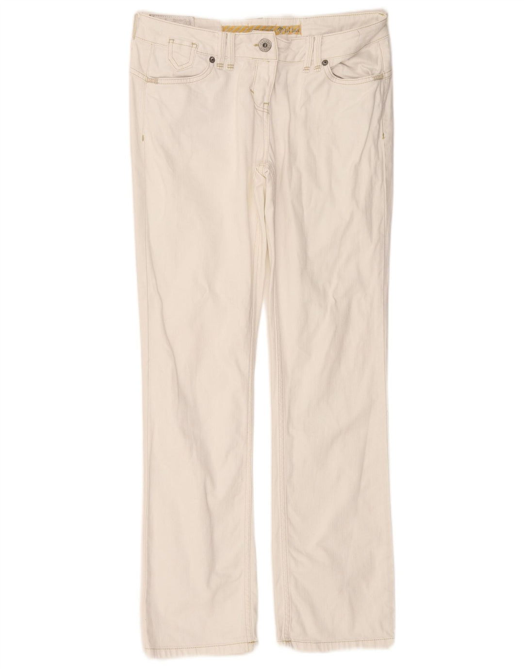 FAT FACE Calça jeans feminina cintura baixa reta Reino Unido 12 médio W32 L31 branco