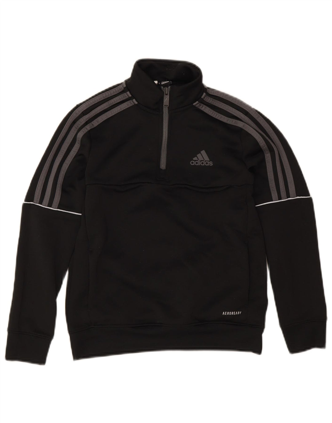 Suéter Adidas Boys Aeroready com zíper e gola 9-10 anos preto poliéster