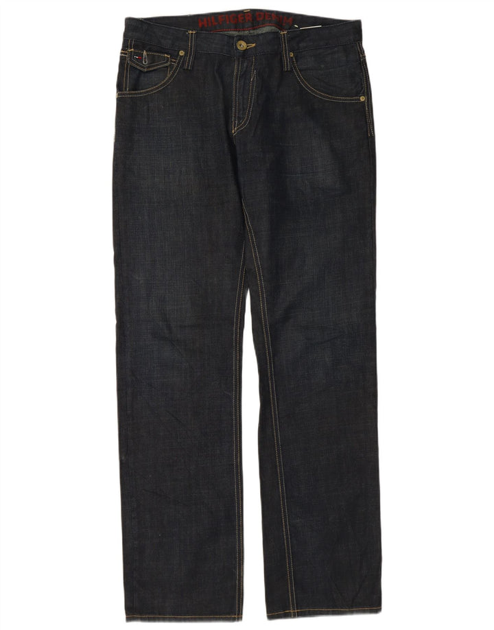 TOMMY HILFIGER Jeans retos masculinos W32 L34 azul marinho algodão
