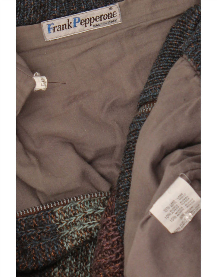 Jaqueta bomber feminina de malha Frank Pepperone IT 50 grande listrada multicolorida