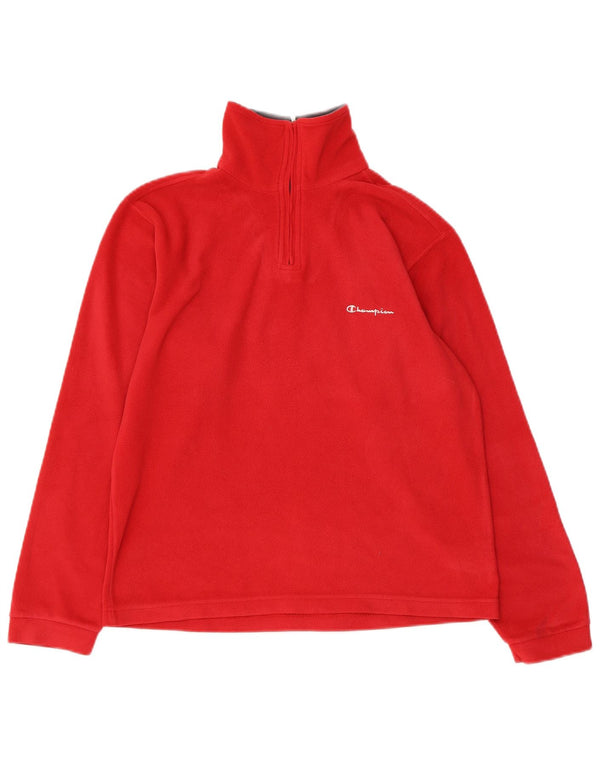 Jumper de lã Champion Boys com zíper e gola 13-14 anos XL vermelho poliéster