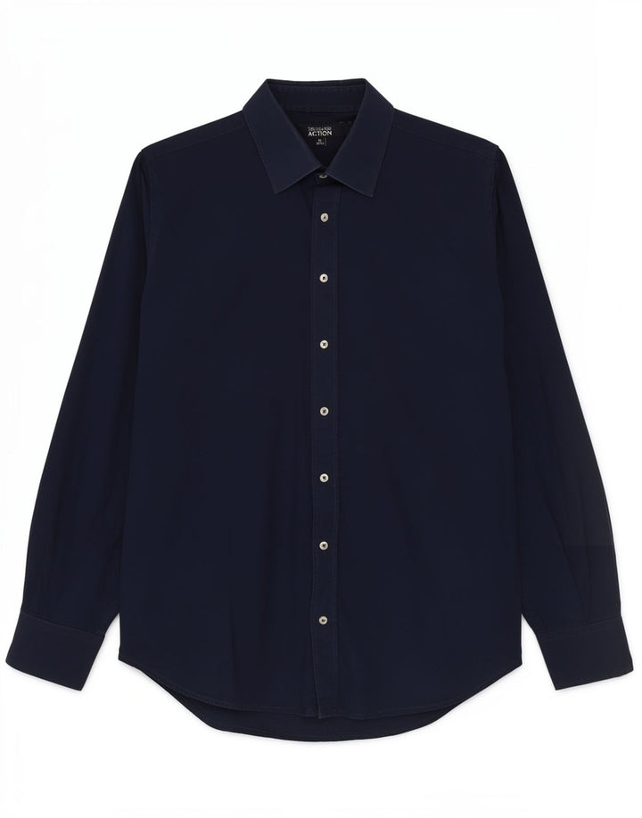 Camisa masculina Trussardi tamanho 39/40 algodão azul marinho médio