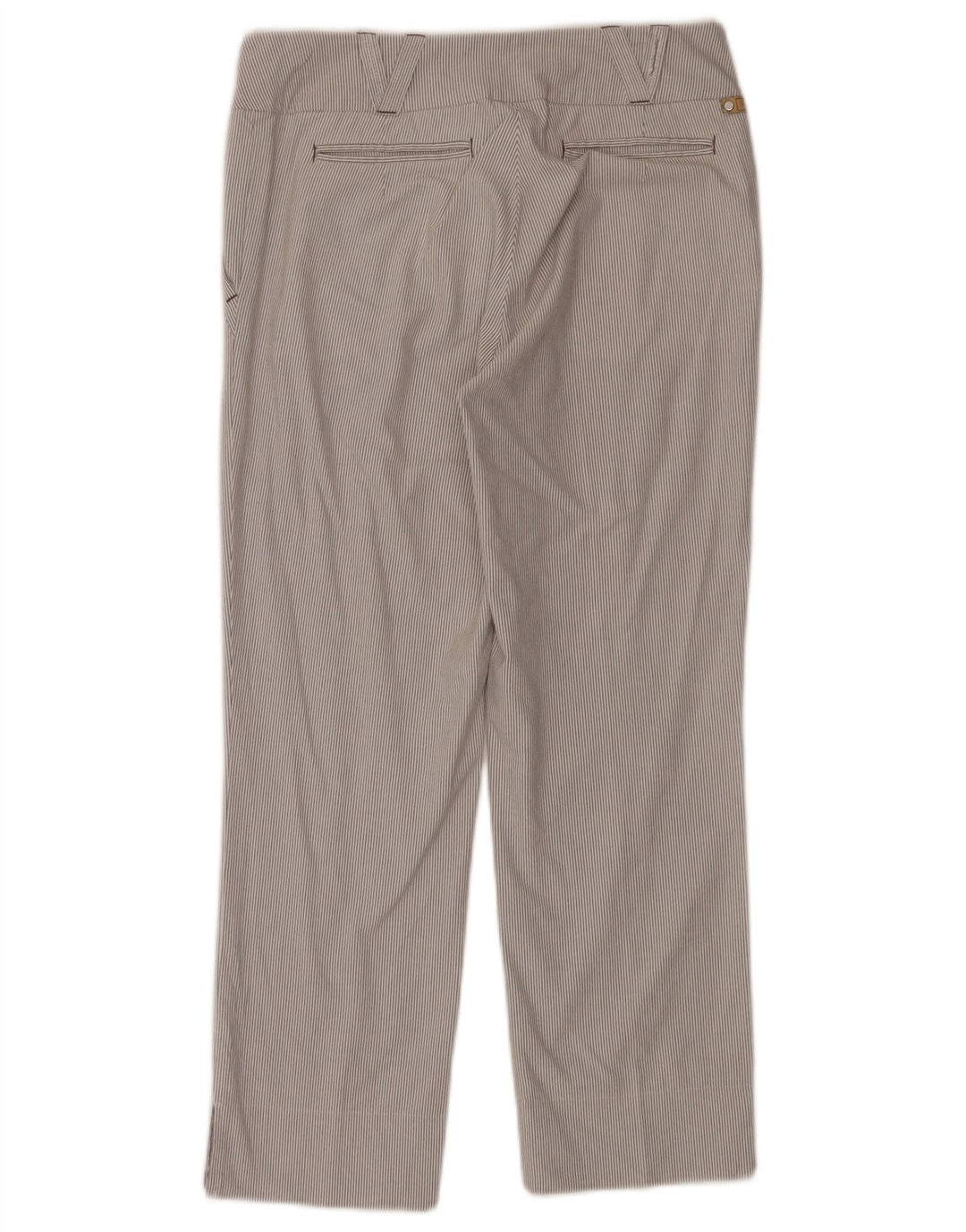 Calças cortadas femininas SPORTMAX UK 8 pequenas W28 L25 listras cinza