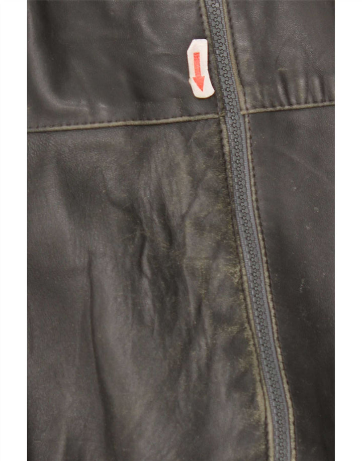 Jaqueta de couro masculina vintage UK 40 grande cinza