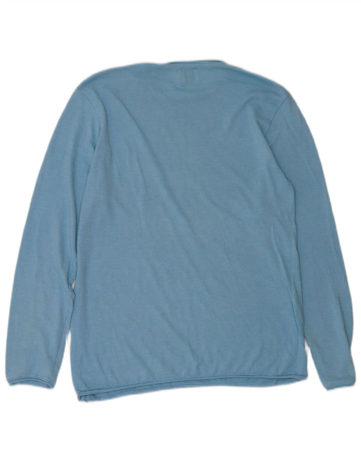 Zara Suéter masculino com gola redonda grande azul
