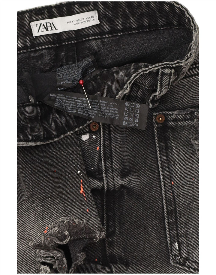 ZARA Shorts jeans masculino desgastado UE 42 grande W32 algodão cinza