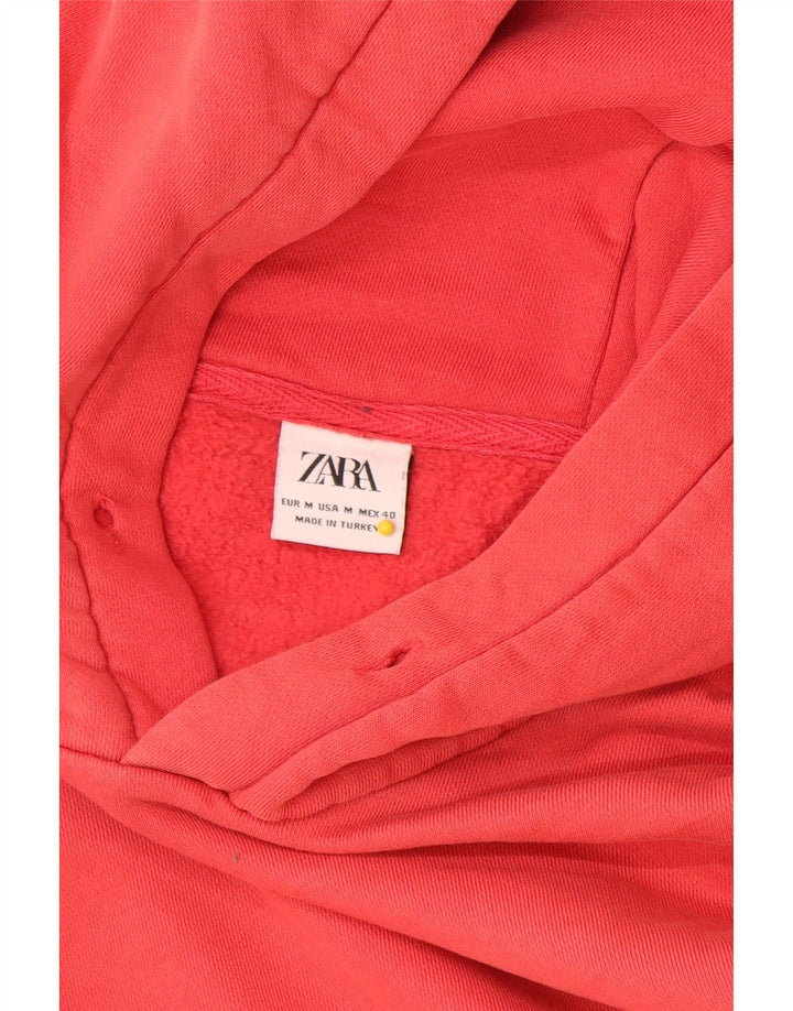 Zara Mens Hoodie Jumper Médio Algodão Vermelho