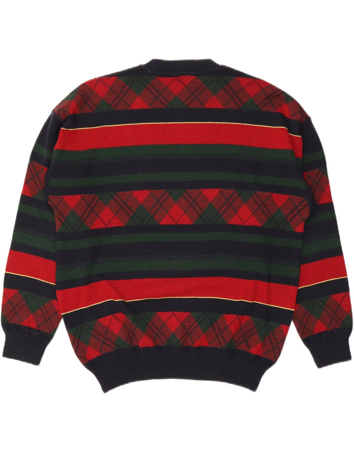 Suéter masculino CANDA com gola redonda, grande acrílico listrado multicolorido