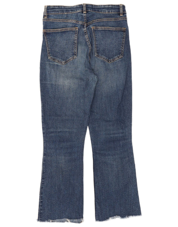 Zara Calça Jeans Feminina Crop Bootcut EU 38 Pequeno W28 L25 Azul