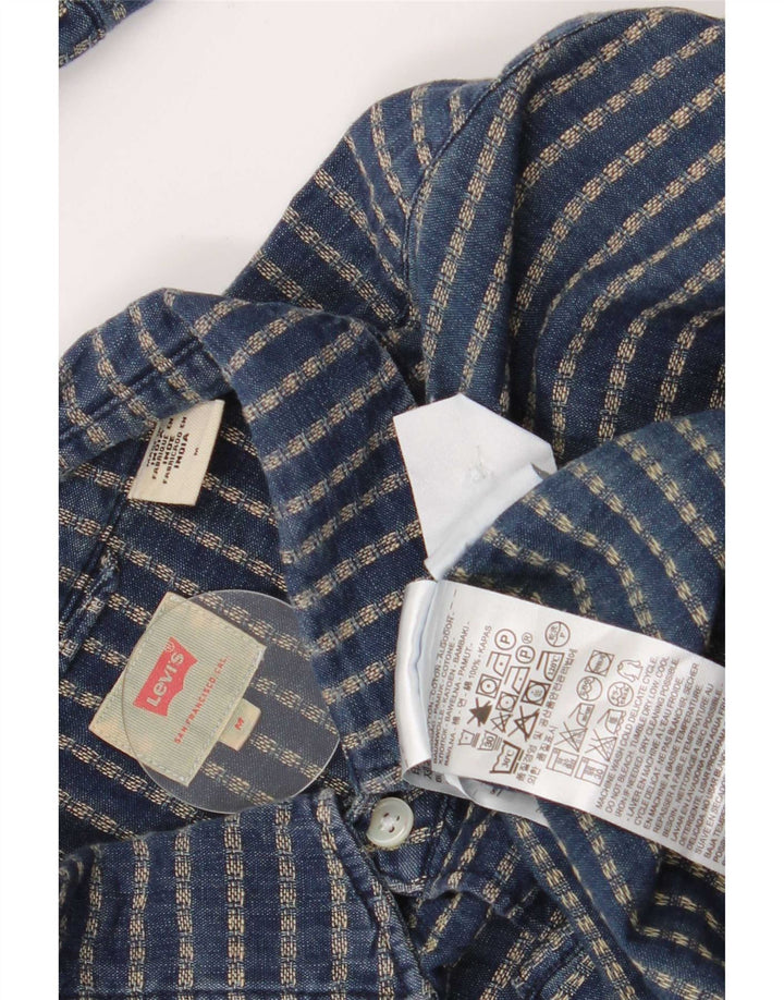 Camisa masculina Levi's média azul marinho listrada de algodão