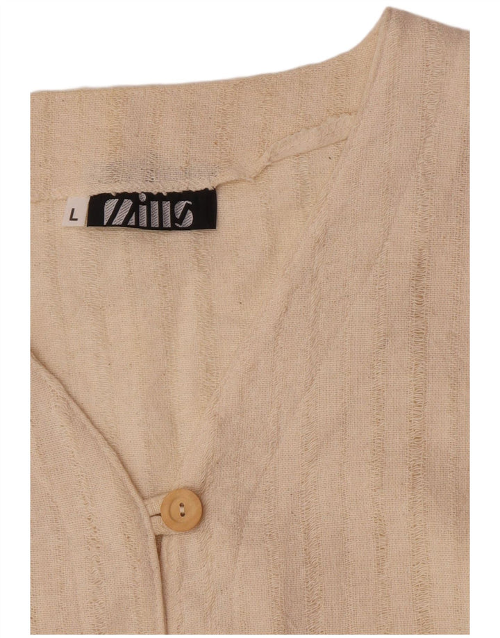 Mills Womens Gilet UK 16 grande algodão listrado branco