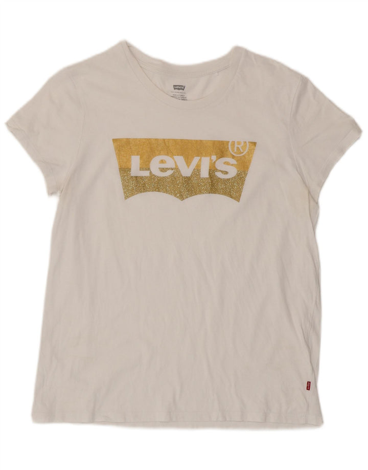 Camiseta feminina gráfica LEVI'S UK 16 grande branca