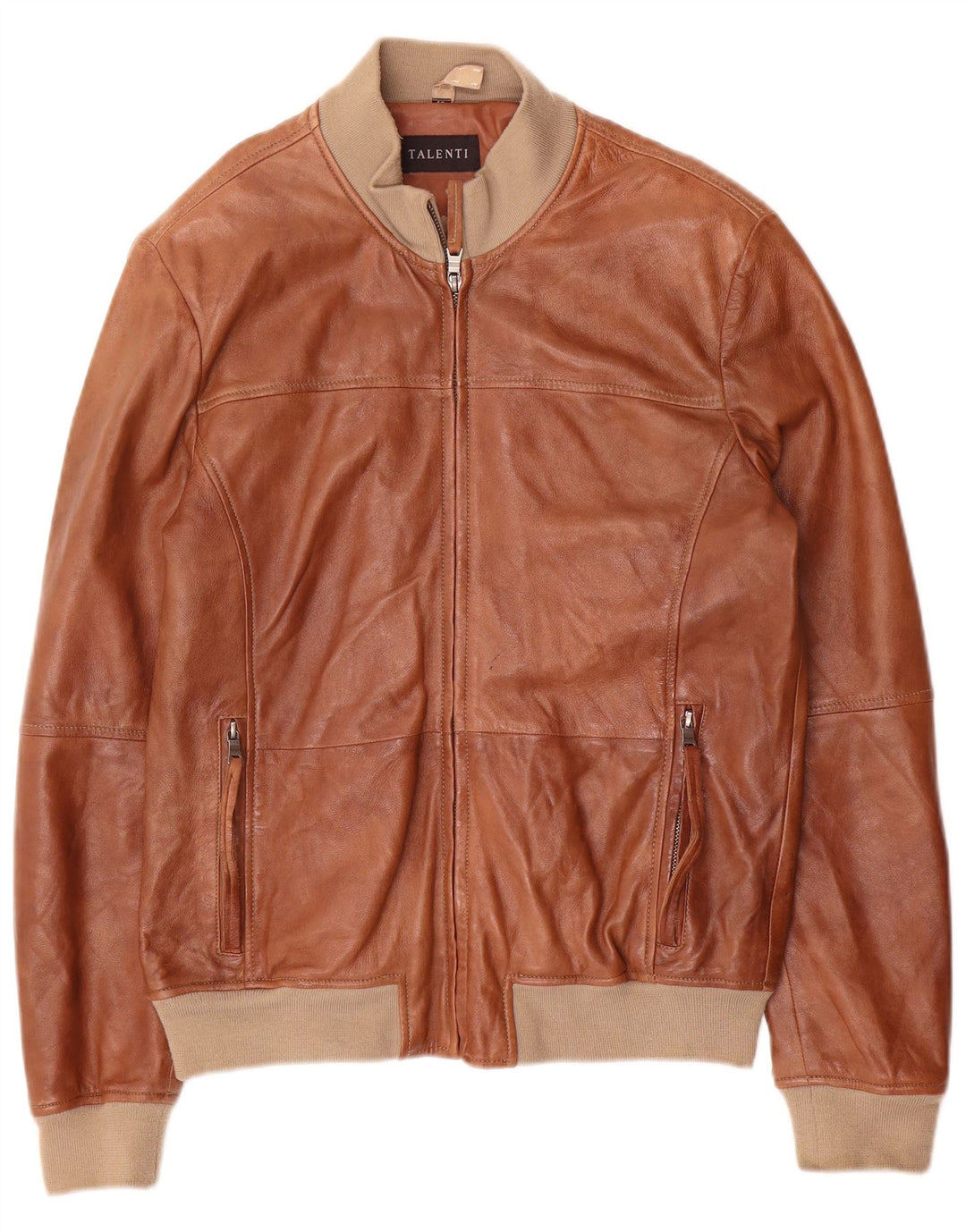 Jaqueta masculina de couro Talenti IT 48 couro colorblock marrom médio