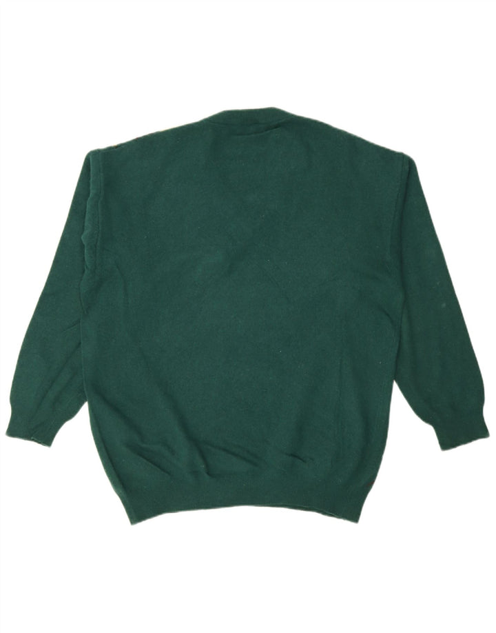Suéter masculino Burlington com decote em V IT 52 grande verde argyle/lã diamante