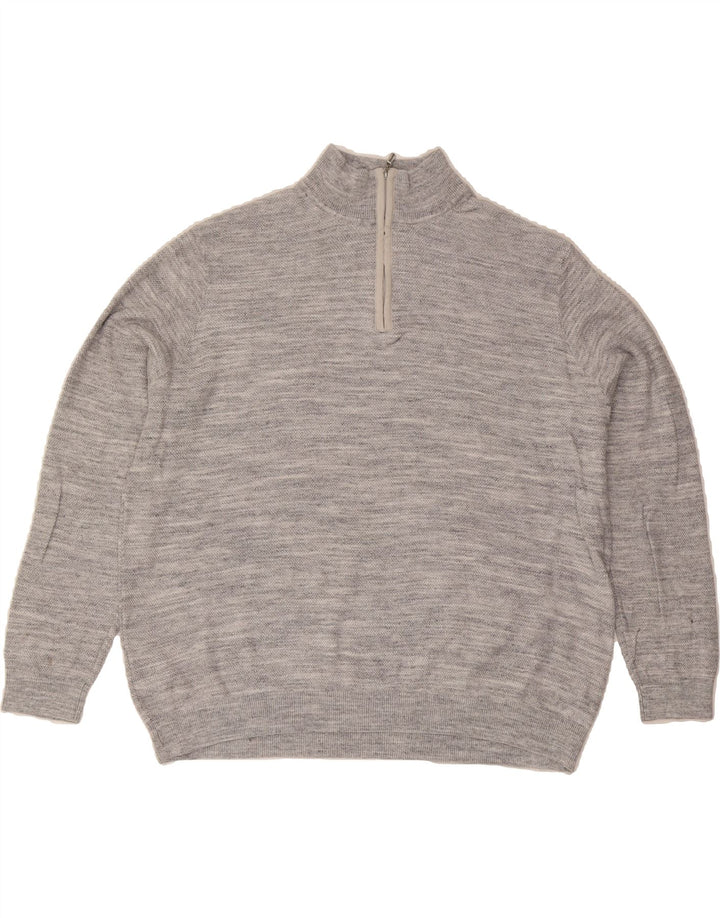 TOMMY BAHAMA Mens Zip Neck Jumper Sweater XL Grey Flecked Cotton Vintage Tommy Bahama and Second-Hand Tommy Bahama from Messina Hembry 