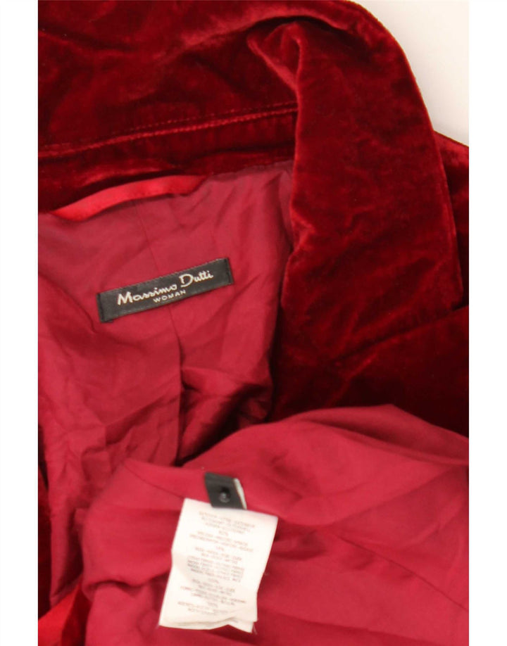 Jaqueta blazer feminina de veludo com 1 botão Massimo Dutti EU 44 XL viscose vermelha