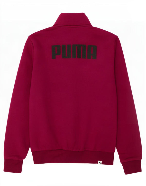 Puma Womens Graphic Tracksuit Top Jacket Reino Unido 12 Médio Algodão Borgonha