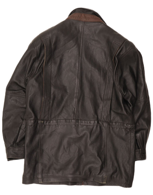 Casaco corta-vento masculino vintage de couro sintético IT 50 grande poliamida preta