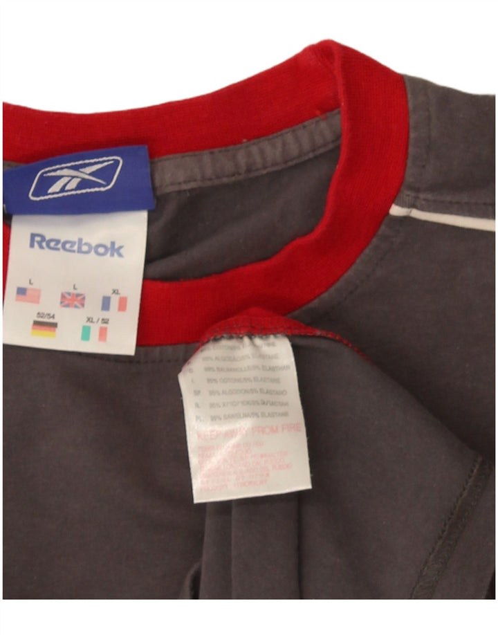 Camiseta masculina Reebok grande algodão colorblock cinza