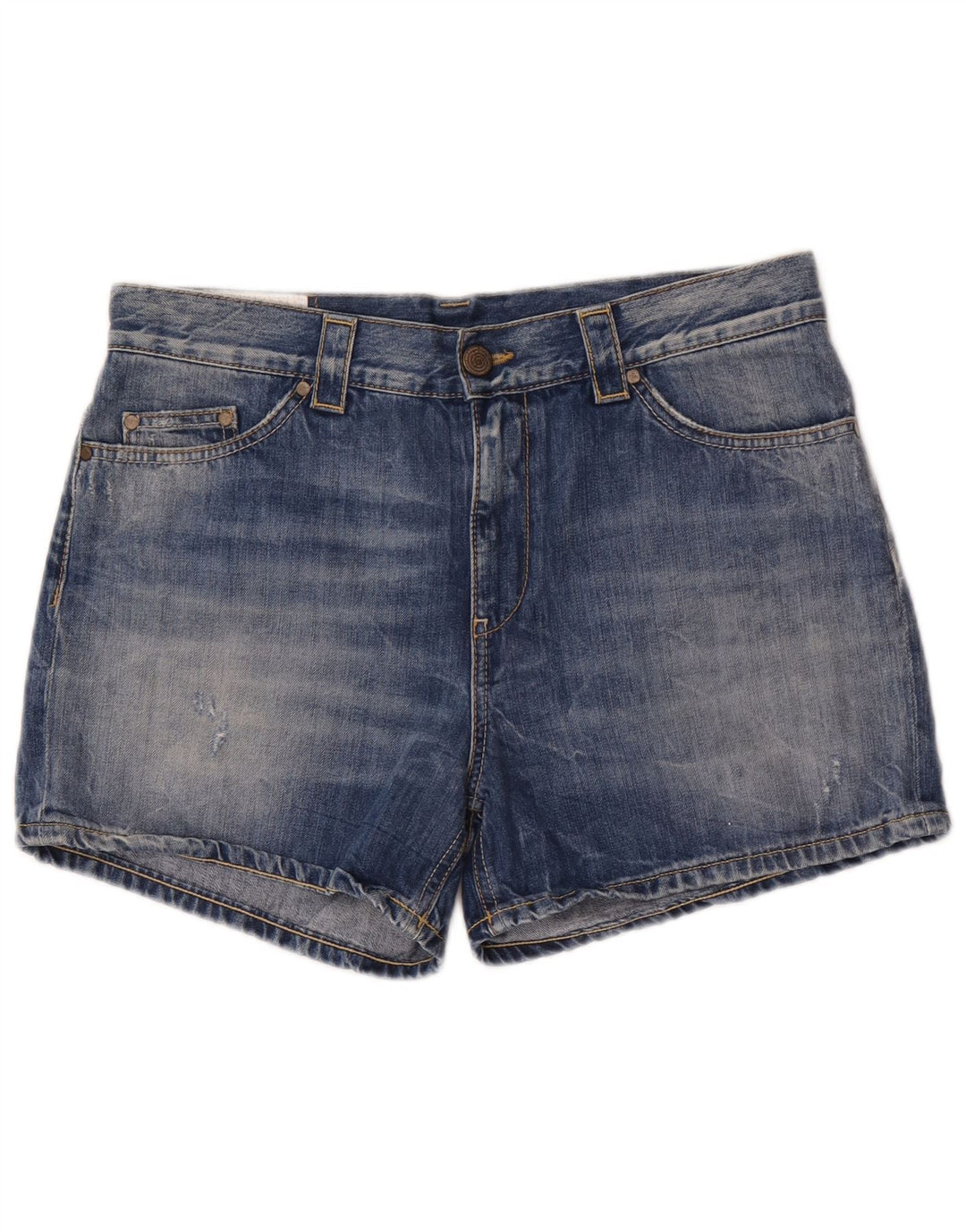 Shorts jeans feminino de cintura alta Dondup W29 algodão azul médio