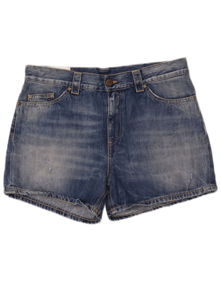 Shorts jeans feminino de cintura alta Dondup W29 algodão azul médio