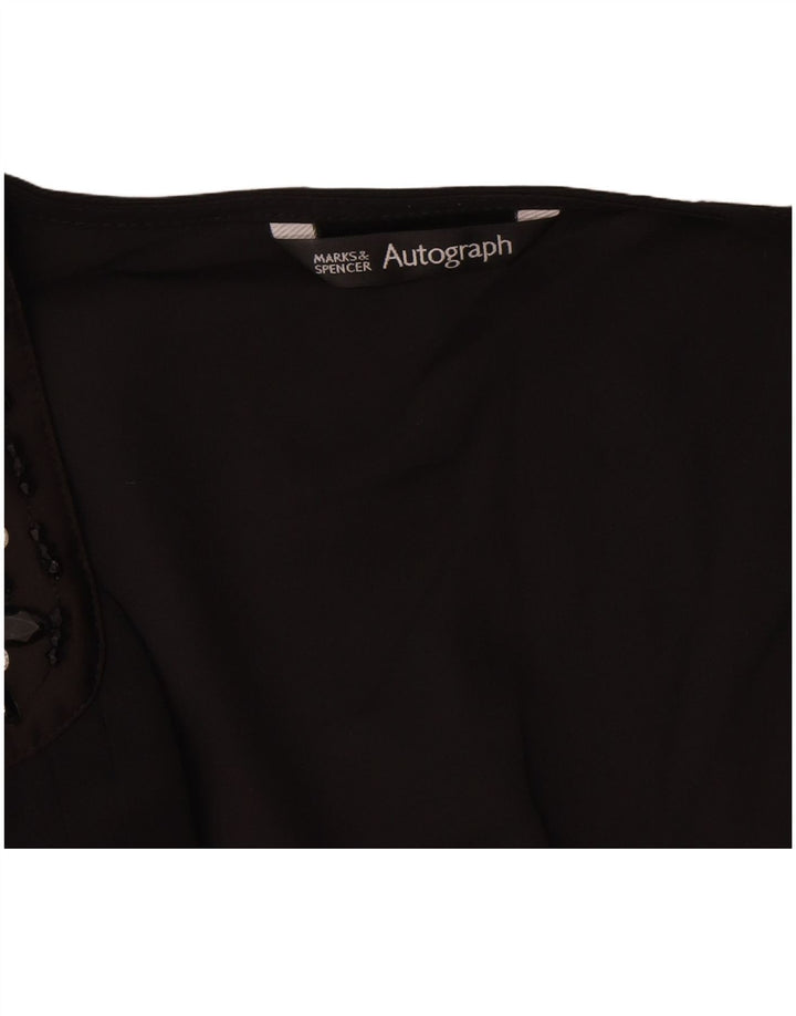 Blusa feminina sem mangas Autograph da Marks & Spencer Reino Unido 12 médio preto
