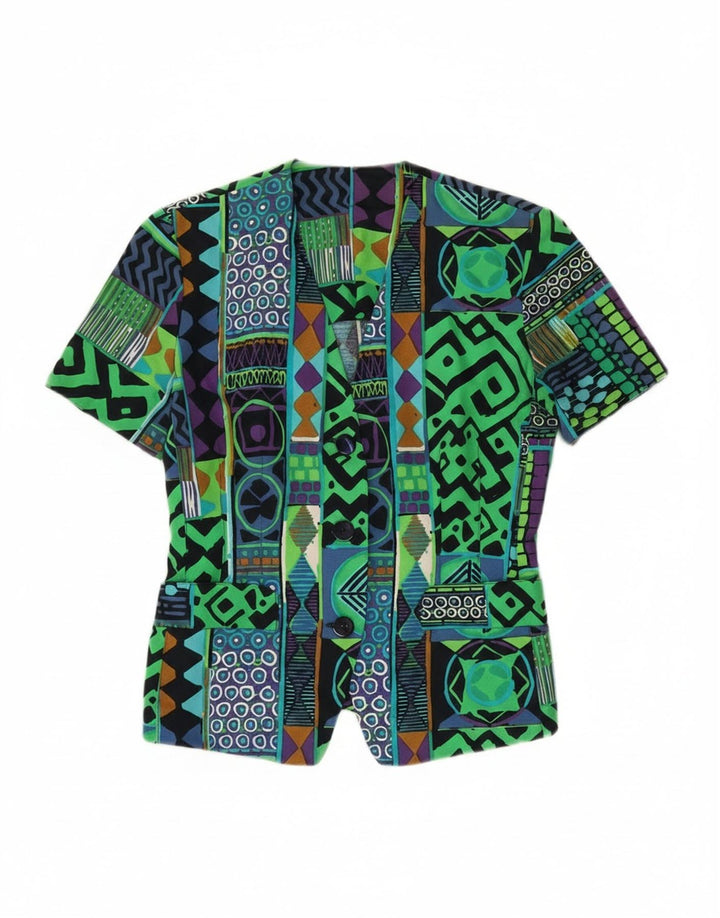 Jaqueta blazer feminina vintage com 3 botões IT 42 média multicolorida geométrica
