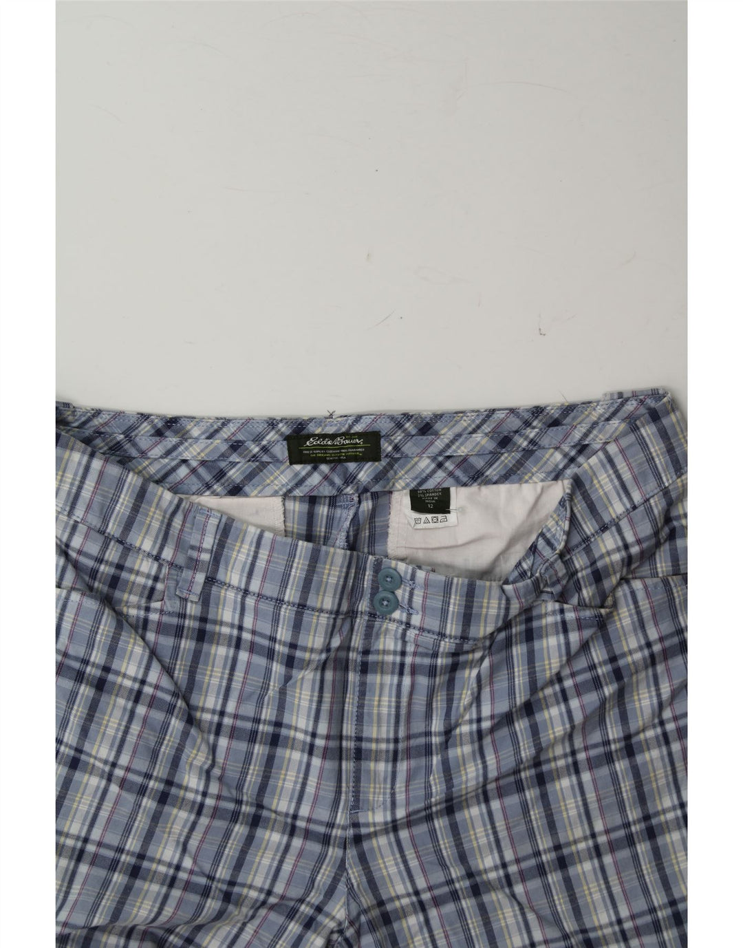 EDDIE BAUER Womens Bermuda Shorts US 12 Large W34  Blue Check Cotton Vintage Eddie Bauer and Second-Hand Eddie Bauer from Messina Hembry 