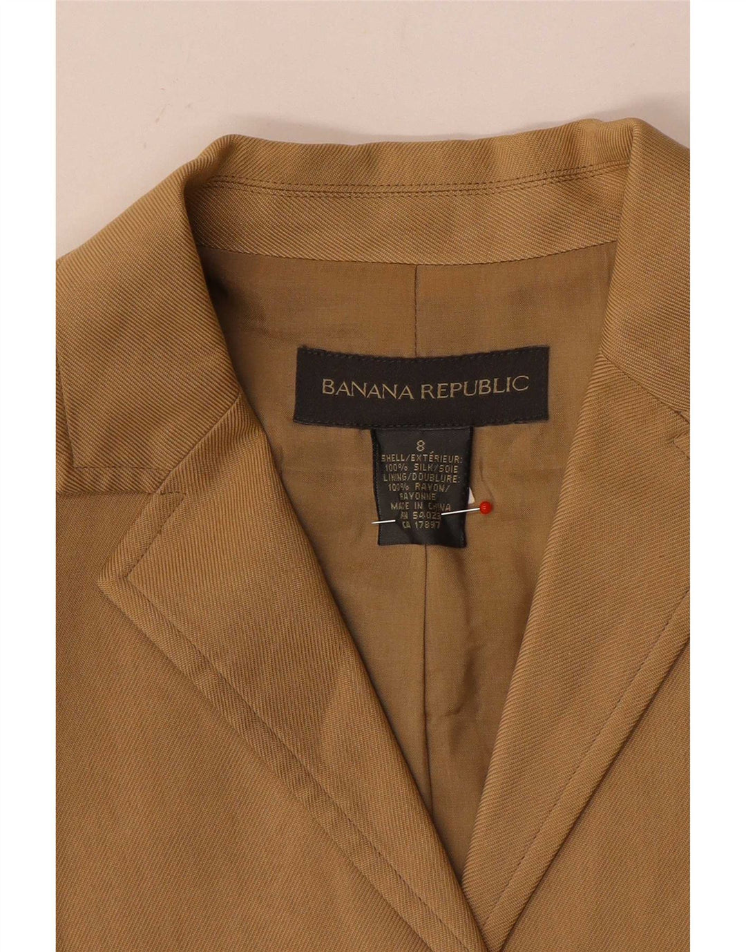 Jaqueta blazer feminina de 3 botões Banana Republic Reino Unido 8 pequena seda bege