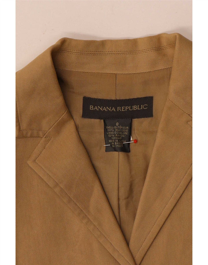 Jaqueta blazer feminina de 3 botões Banana Republic Reino Unido 8 pequena seda bege