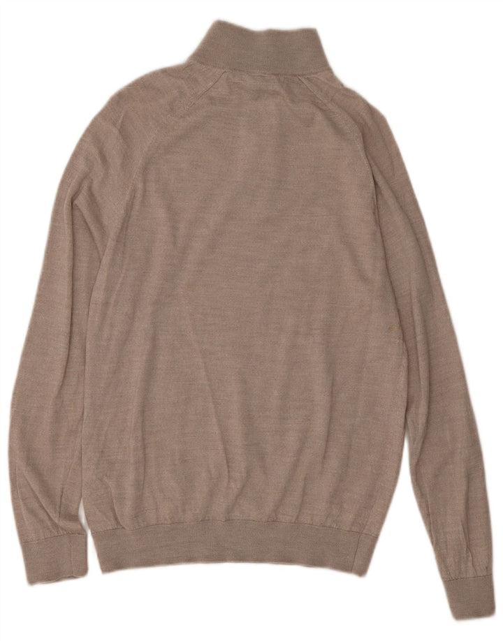Suéter masculino REISS com zíper e gola grande de lã cinza
