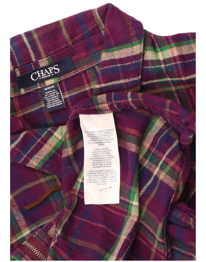 Camisa feminina de flanela Chaps Reino Unido 14 algodão xadrez roxo médio