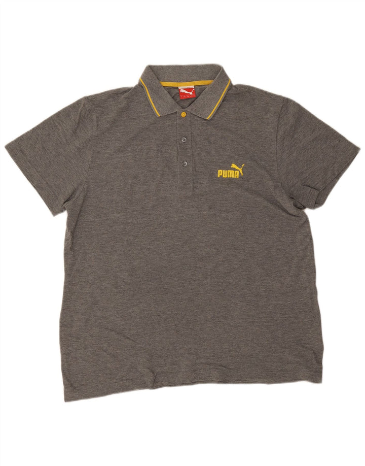 Camisa polo masculina Puma grande algodão listrado cinza