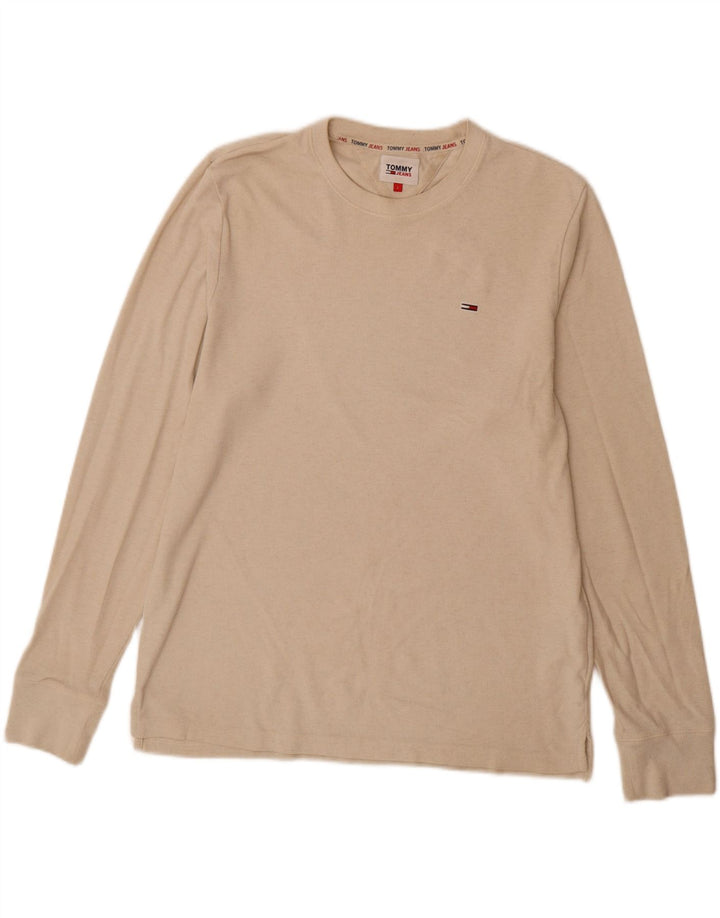 Tommy Hilfiger Top masculino de manga comprida grande algodão bege