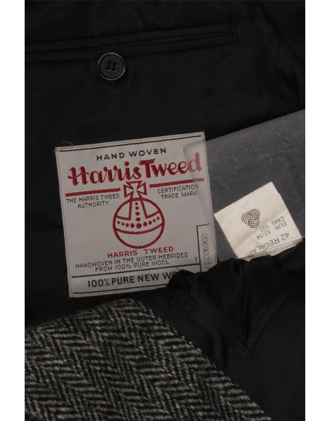 Jaqueta blazer masculina regular HARRIS TWEED tamanho 42 grande espinha de peixe cinza