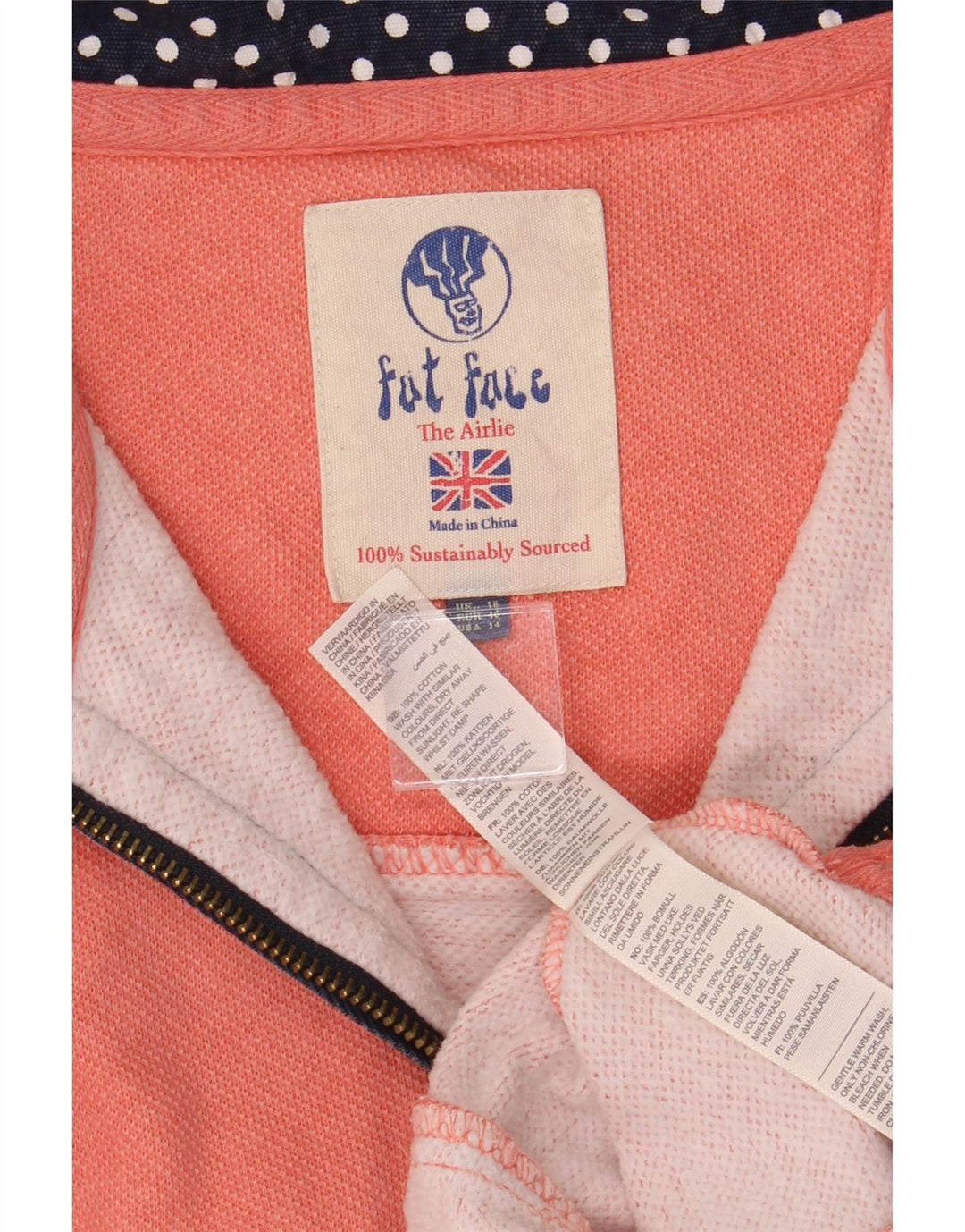 FAT FACE Womens Zip Neck Sweatshirt Jumper UK 18 XL Orange Cotton Vintage Fat Face and Second-Hand Fat Face from Messina Hembry 