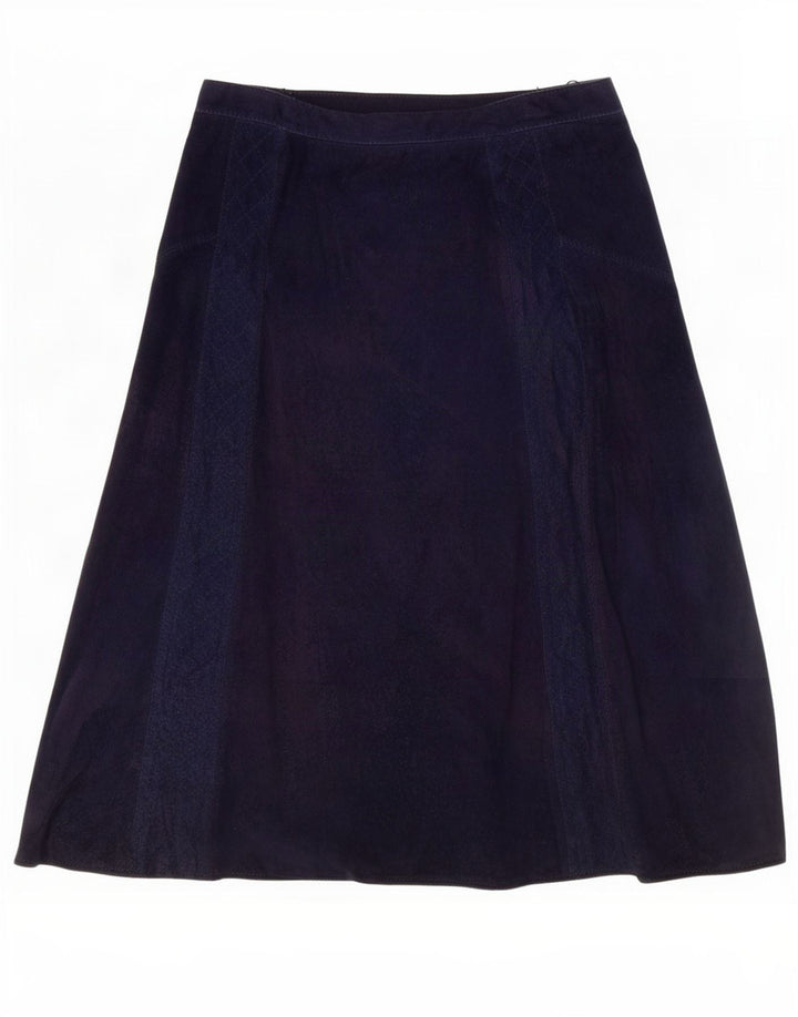 Saia vintage feminina camurça linha A médio W30 azul marinho
