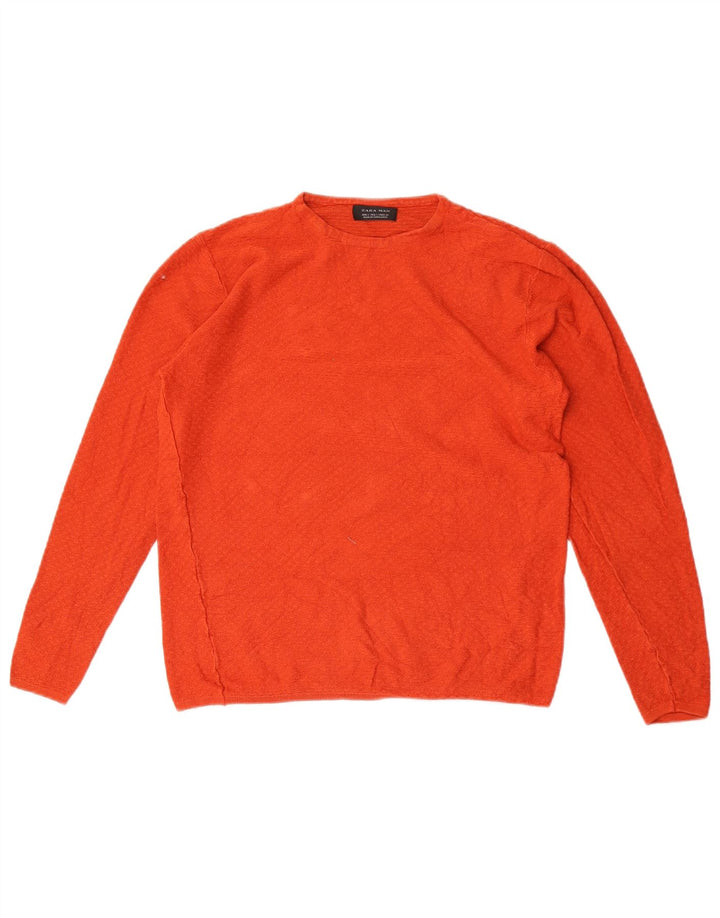Suéter masculino Zara com gola redonda e viscose laranja pequena