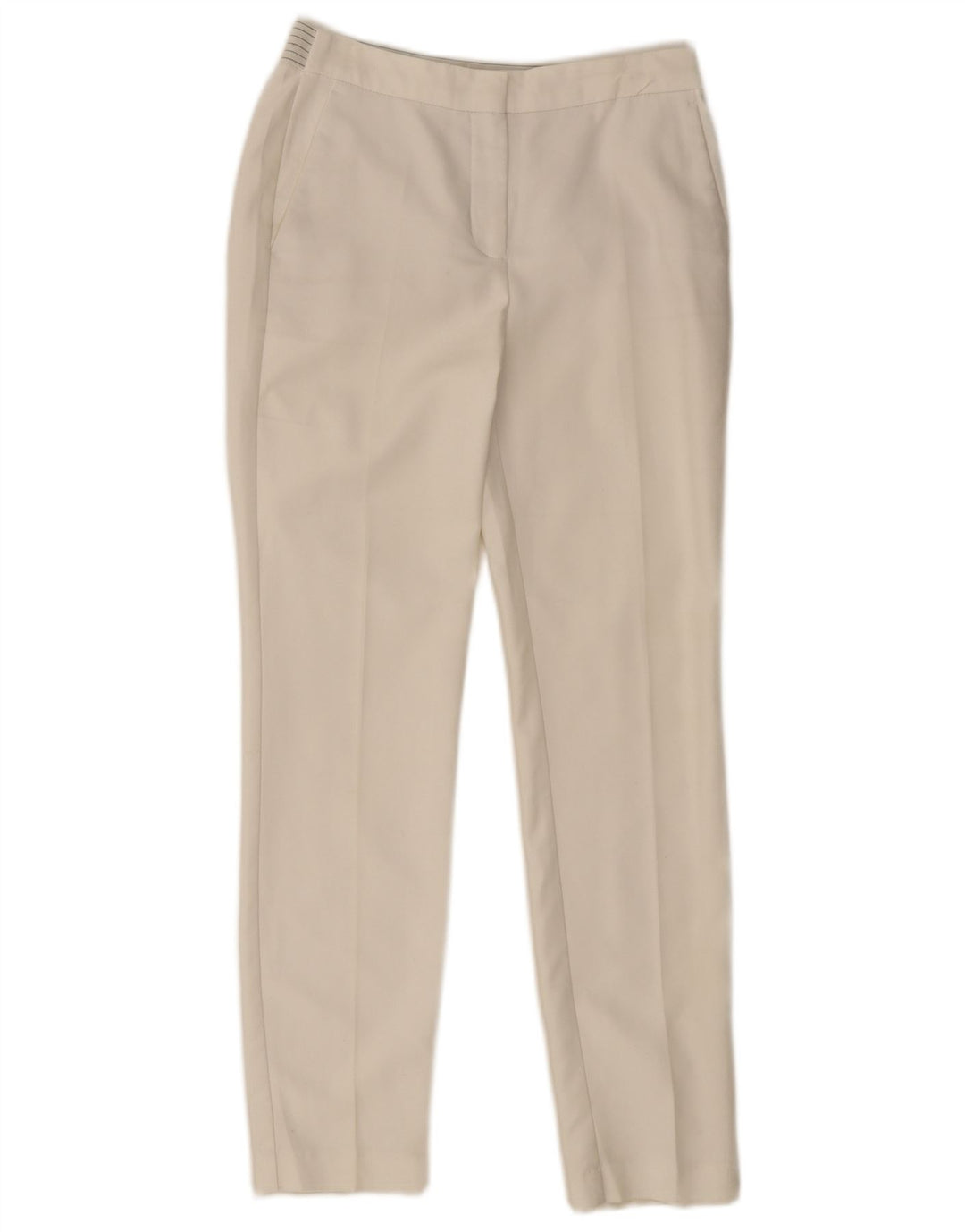 ZARA Calça Chino Feminina Slim Pequena W26 L28 Poliéster Branco