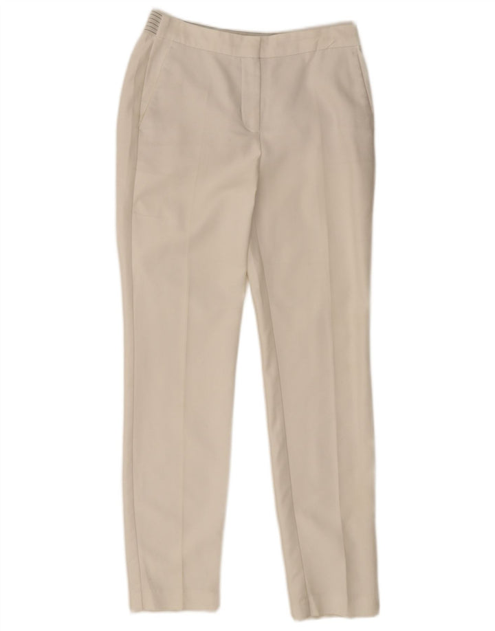 ZARA Calça Chino Feminina Slim Pequena W26 L28 Poliéster Branco