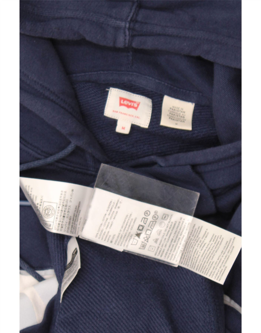 Suéter com capuz gráfico masculino Levi's médio azul marinho algodão colorblock