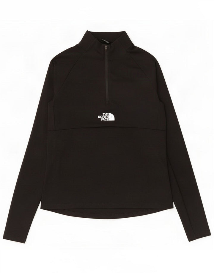 The North Face Womens Zip Neck Pullover Treino Top UK 10 Pequeno Preto