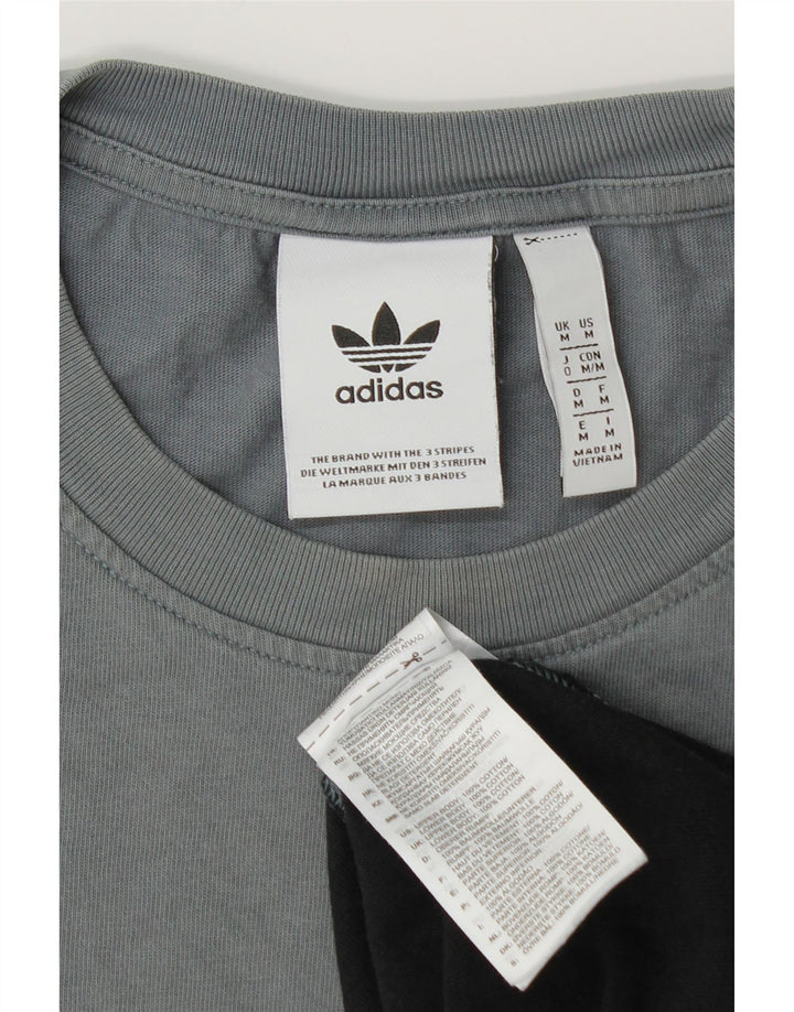 ADIDAS Mens Graphic T-Shirt Top Médio Preto Colorblock Algodão