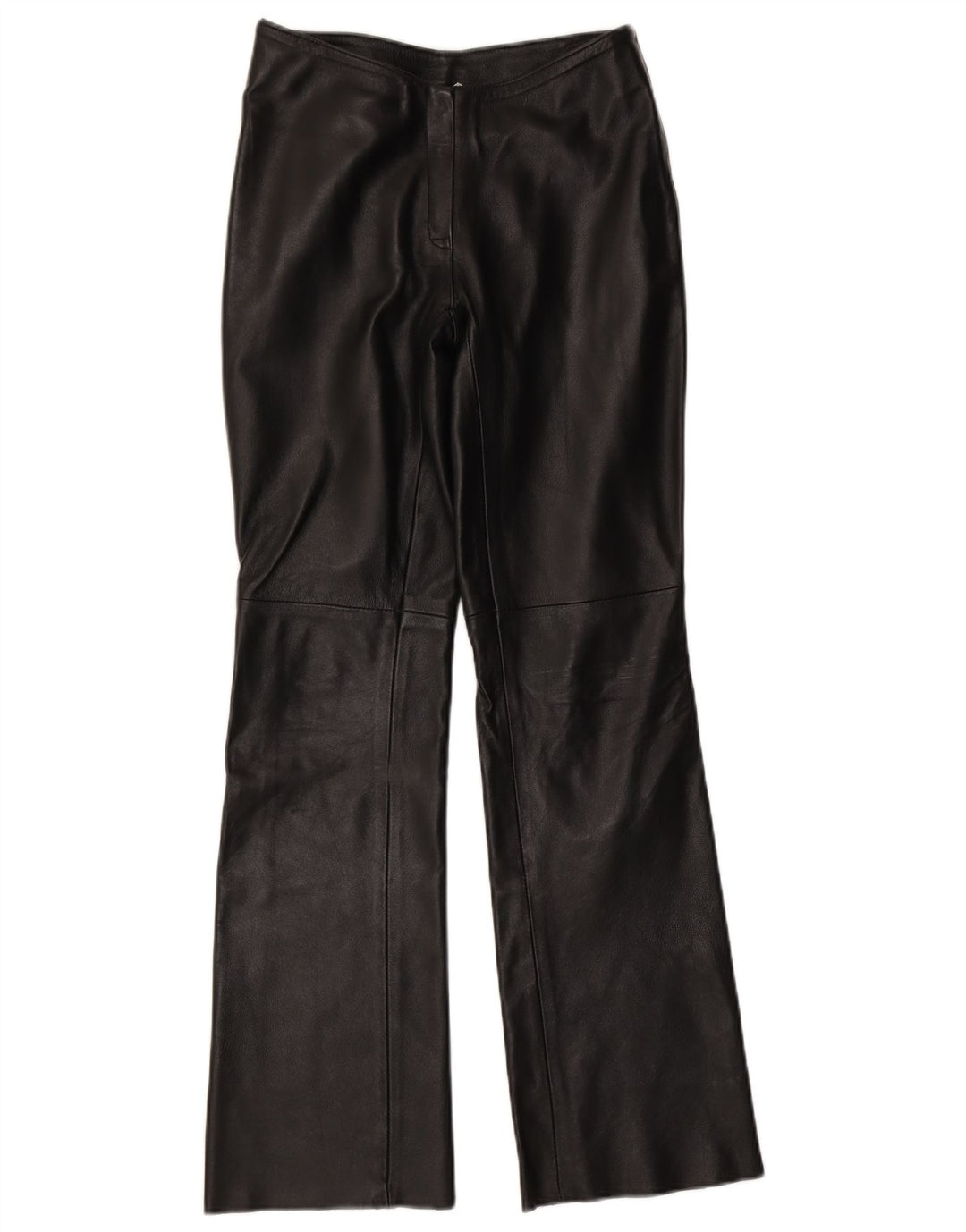 Calças de couro femininas VINTAGE UK 10 pequenas W27 L31 pretas